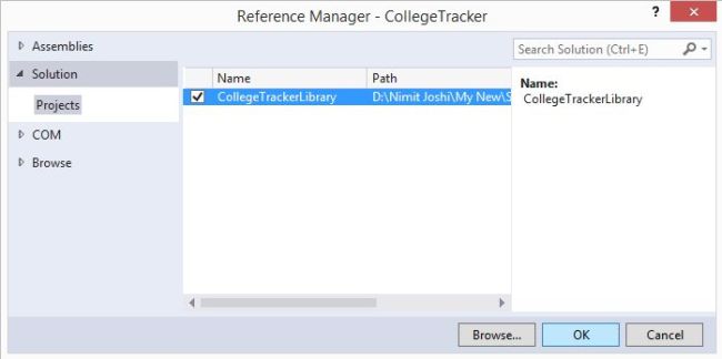 Add Reference from the solution-